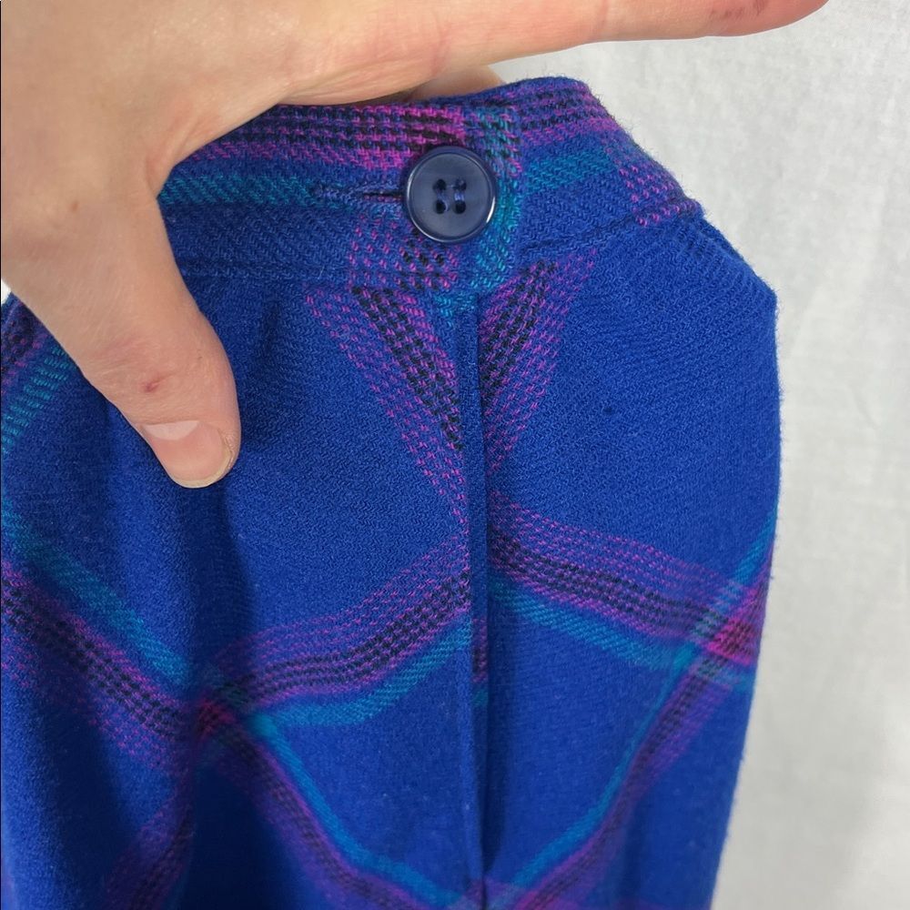 Vintage Pendleton 100% Virgin Wool Blue Plaid Skirt - Picture 4 of 6
